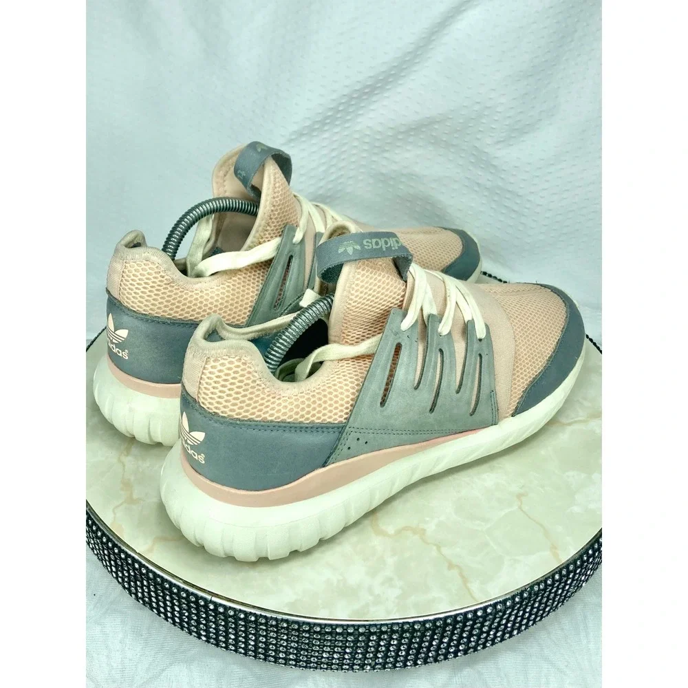 Adidas Tubular Radial Running Shoes Men Sz 11 Pink Grey Low Top Sporty Sneakers